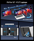 15.6" Laptop Screen Extender, FHD 1080P Triple Portable Monitor for Laptops, Ultra-Slim Travel Monitor for 12"–17.3" Laptops, USB-C & HDMI Plug & Play, Compatible with Windows/Mac/Android
