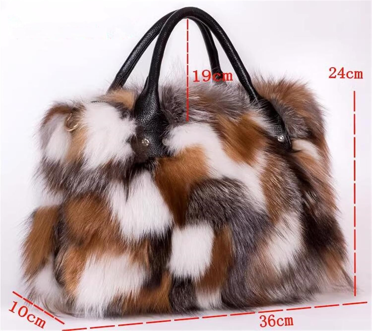 D-01 Luxury Real Fox Fur Handbag for Women Ladies Furry Shoulder Bag Purse Colorful Silver Bags Big Capacity Fashion