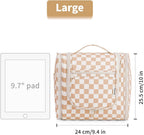 Checked Hanging Travel Toiletry Bag for Women, Travel Bag for Toiletries, Makeup Bag Organizer Cosmetic Bags Make up Bags for Women (Light Checkerboard)