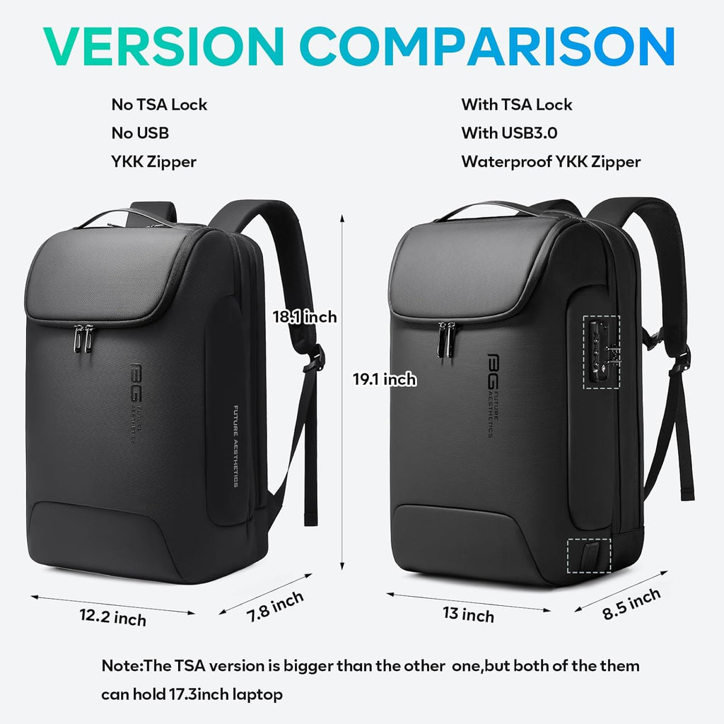Men'S Laptop Backpack for 17.3Inch Notebook,Waterproof Fashion Travel Backpacks,High Tech Backpack with Water Bottle, Work Business Backpacks for Men and Women