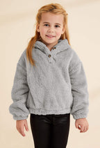 Kids Girl'S Fuzzy Hoodies Warm Loose Pullover Sherpa Jacket Tops | Oversized Hooded Sweatshirts, Button Down, Warm Coat, Loose Fitting, Casual Outfits, Fall Winter Clothes