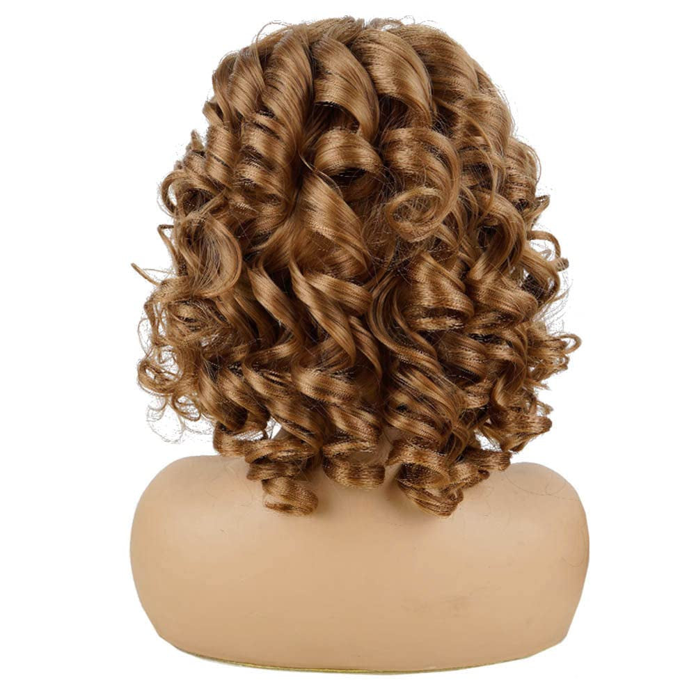 Curly Wig with Bangs Wigs for Black Women Honey Blonde Short Synthetic Hair Wigs (#30 Honey Blonde)