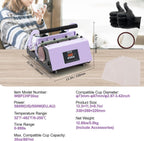 Tumbler Heat Press Machine, 11-30Oz Mug Press, Heat up Fast and Even, Tumbler Press with Sublimation Paper, Tape and Gloves, Temp and Time Setting, for Sublimation Tumblers, Cups, Mugs, Purple