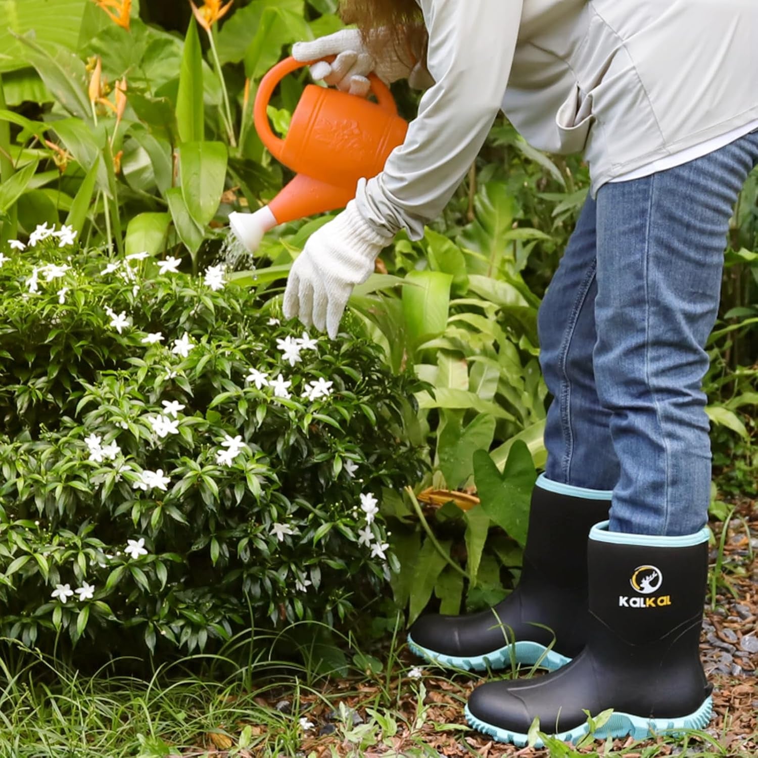Rubber Boots for Women, Waterproof Mid Calf Women Rain Boots with Steel Shank, 6Mm Neoprene Insulated Rubber Garden Boots for Women Mud Working Farming Fishing