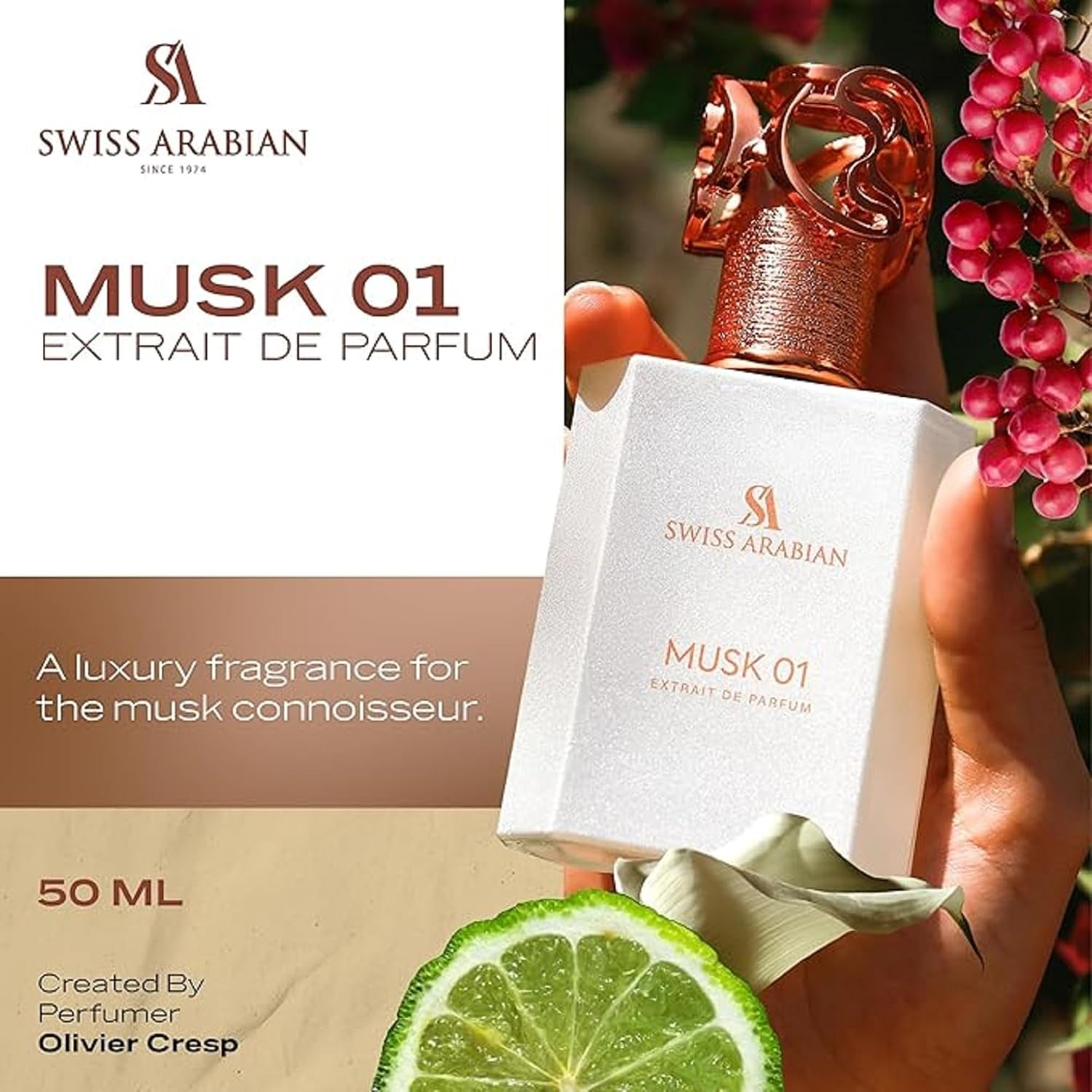 Musk 01 - Arabian Perfumes for Women and Men - Long Lasting Perfume - Spicy, Floral, Musk Perfume - Seductive Signature Aroma - 1.7 Oz