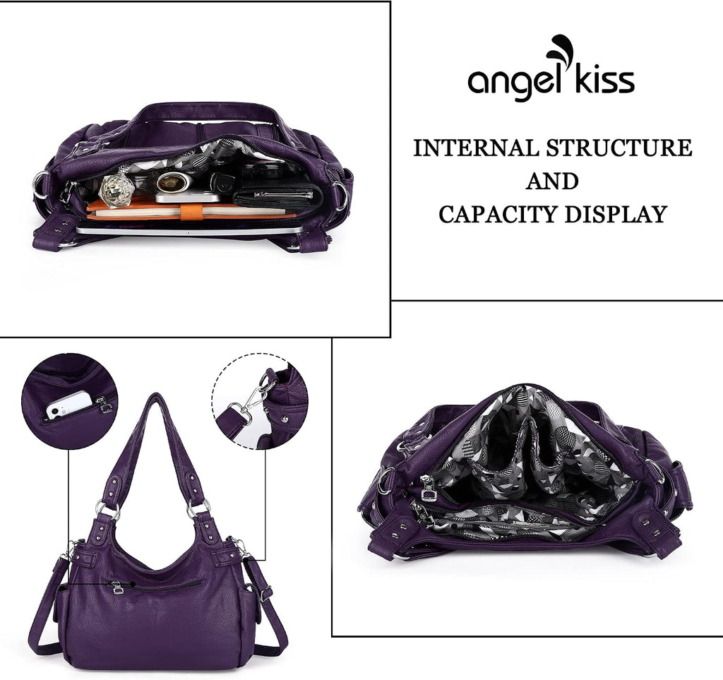 Large Purses and Handbags for Women Washed Faux Leather Crossbody Hobo Satchel Shoulder Handbag Tote Purse