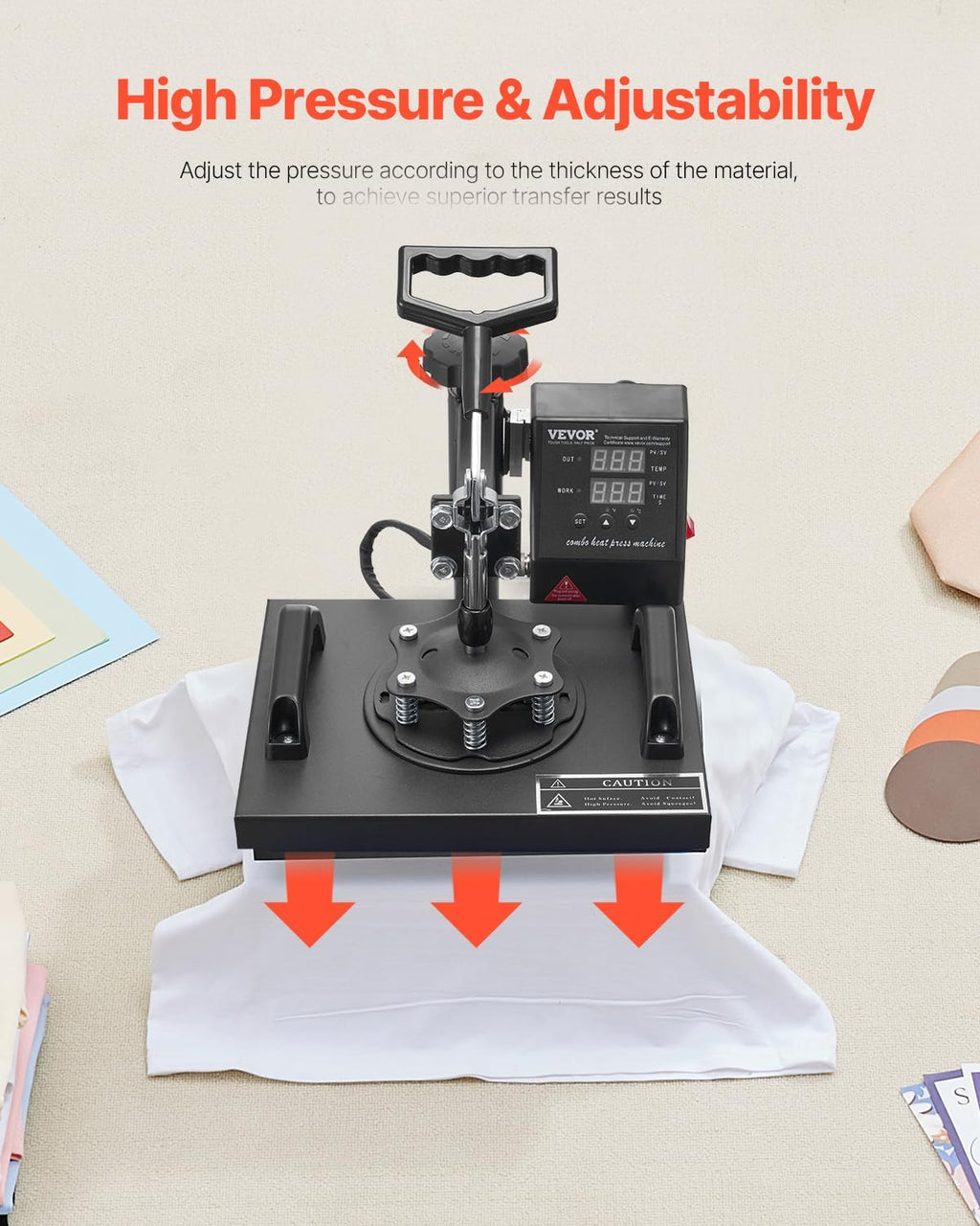 Heat Press, 12X10In Heat Press Machine, Clamshell Sublimation Transfer Printer Fast Heat-Up, Digital Precise Temperature Control, Vinyl Heat Press for T-Shirts Bags Garments Mats Puzzles, 650W