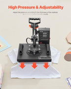 Heat Press, 12X10In Heat Press Machine, Clamshell Sublimation Transfer Printer Fast Heat-Up, Digital Precise Temperature Control, Vinyl Heat Press for T-Shirts Bags Garments Mats Puzzles, 650W