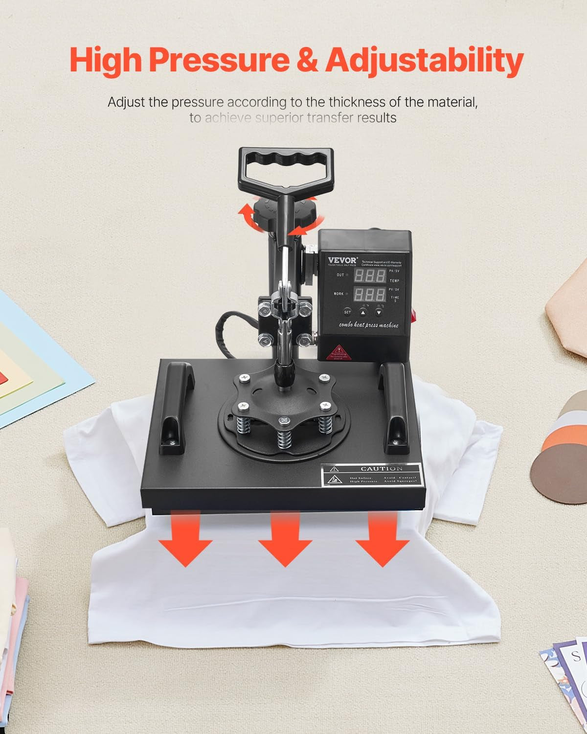 Heat Press, 12X10In Heat Press Machine, Clamshell Sublimation Transfer Printer Fast Heat-Up, Digital Precise Temperature Control, Vinyl Heat Press for T-Shirts Bags Garments Mats Puzzles, 650W