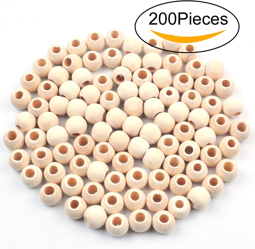 200 Pieces Wooden Beads, Natural round Wood Loose Beads Wood Spacer 10Mm Diameter and 3Mm Hole