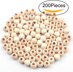 200 Pieces Wooden Beads, Natural round Wood Loose Beads Wood Spacer 10Mm Diameter and 3Mm Hole