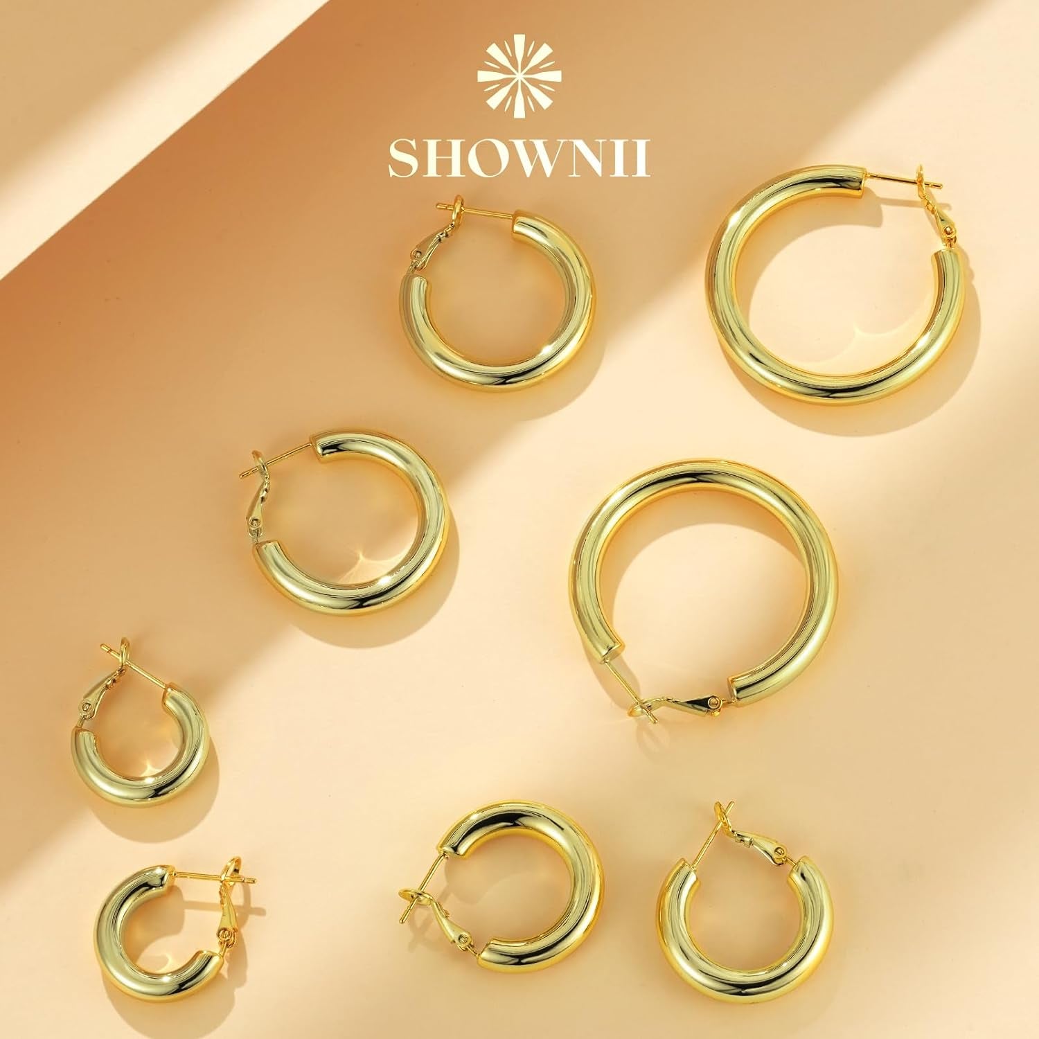 Chunky Gold Hoop Earrings - 14K Gold Plated Earrings for Women Hollow Tube Lightweight Thick Hoops 20/25/30/40Mm Valentines Graduation Mother'S Day Birthday Gifts