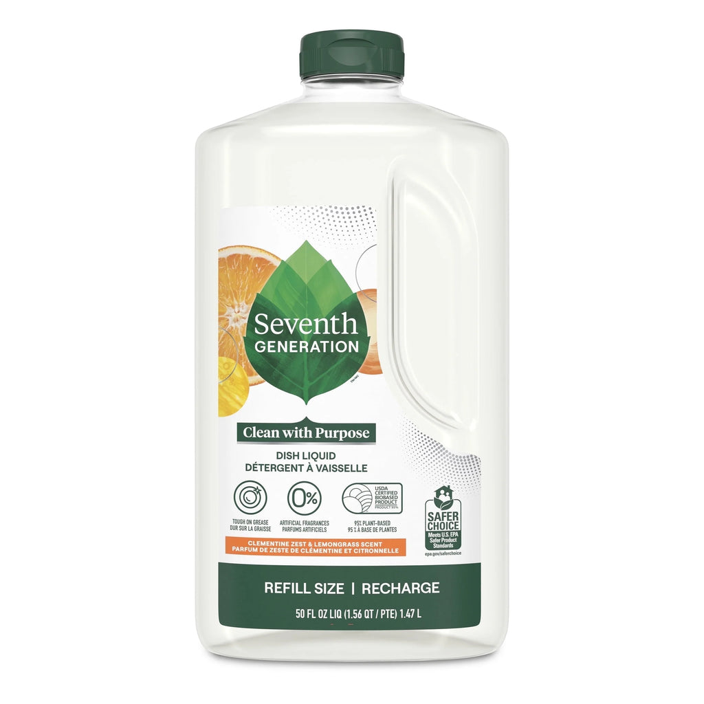 Dish Soap Refill, Liquid Dishwashing Soap, Clementine Zest & Lemongrass, 50 Fl Oz