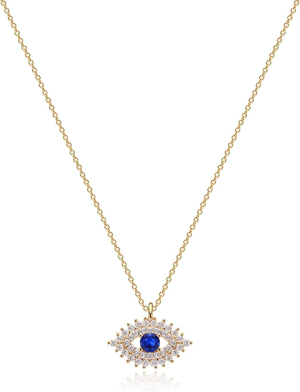 Gold Dainty Evil Eye Necklace for Women 18K Gold Plated Cute Delicate Solitaire Cubic Zirconia Boho Protection Evil Eye Minimalist Simple Necklace