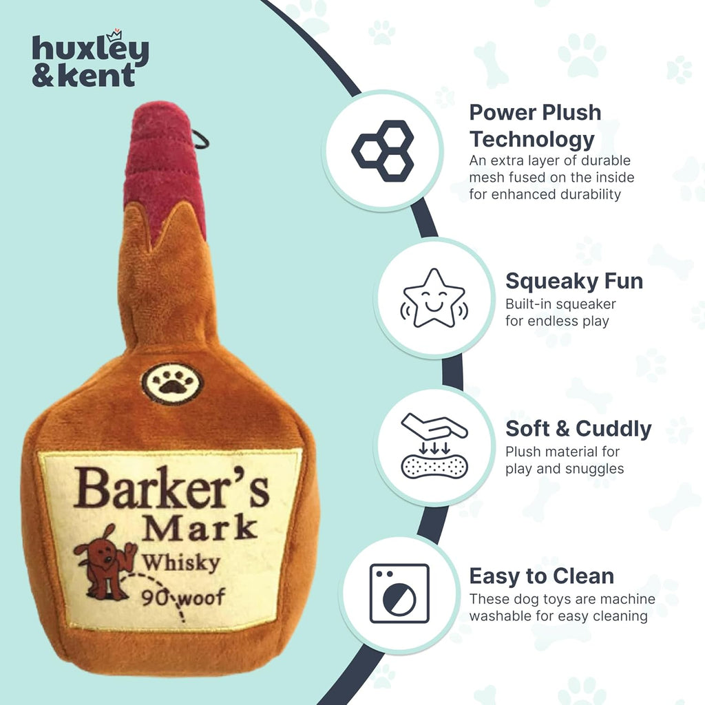 Power Plush Squeaky Dog Toy, Barker'S Mark, Large | Built in Squeaker & Crinkle, Reinforced Mesh Lining, Machine Washable, Soft for Puppies, Seniors & Light Chewers