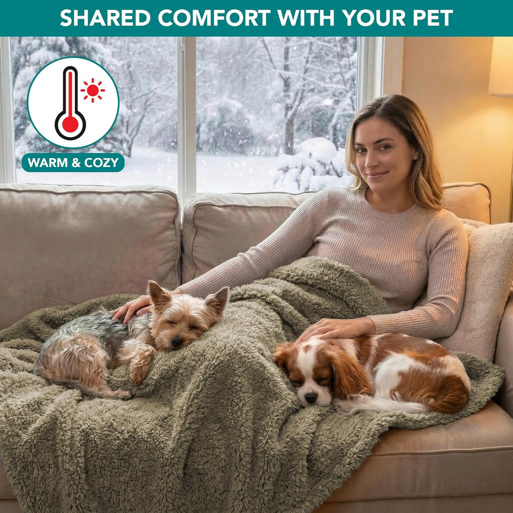 Fluffy Sherpa Waterproof Dog Blanket for Small Pet Cat, 24X32 Taupe | Soft & Warm & Washable; Leafproof Couch Sofa Protector for Small Medium Large Pet; Pee Proof Cover for Crate Kennel Car Seat