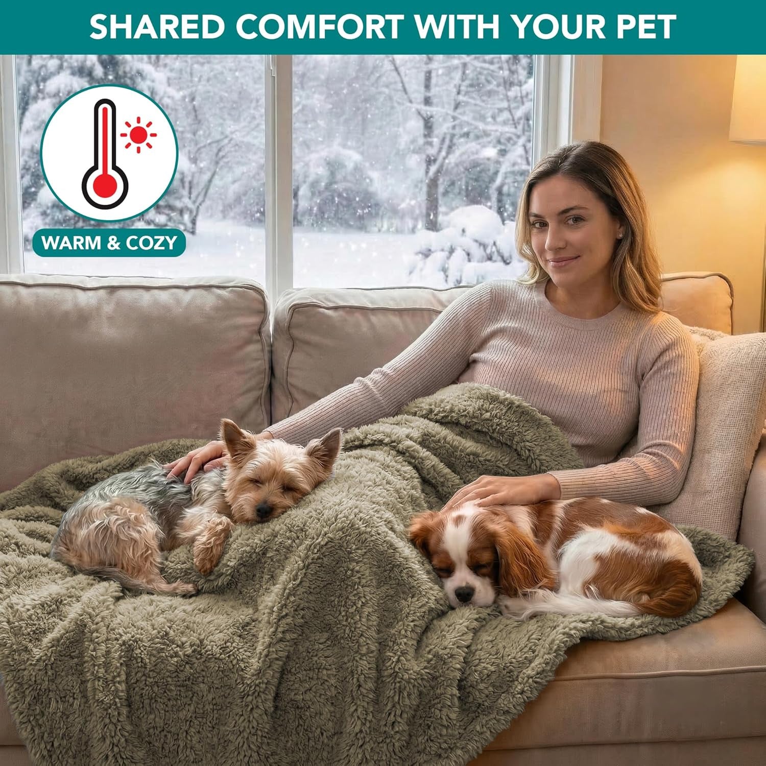 Fluffy Sherpa Waterproof Dog Blanket for Small Pet Cat, 24X32 Taupe | Soft & Warm & Washable; Leafproof Couch Sofa Protector for Small Medium Large Pet; Pee Proof Cover for Crate Kennel Car Seat