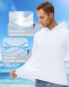 Sun Shirt UPF 50+ Men'S Fishing Shirt Long Sleeve UV Protection Hoodie Rash Guard for Swimming Running Hiking Light