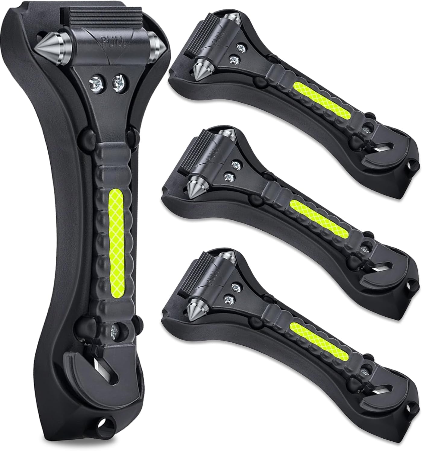 Car Safety Hammer 4 Pack, Car Window Glass Breaker and Seat Belt Cutter Auto Emergency Escape Tool with Light Reflective Tape for Family Rescue, Life Saving Survival Kit