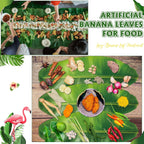 60 Pcs Banana Leaves Parchment Paper Leaf Tropical Artificial Banana Leaves for Cooking Charcuterie Board for Food Serving Hawaiian Party Decoration 22.8 X 9 Inch Centerpieces Placemat