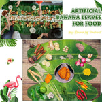 60 Pcs Banana Leaves Parchment Paper Leaf Tropical Artificial Banana Leaves for Cooking Charcuterie Board for Food Serving Hawaiian Party Decoration 22.8 X 9 Inch Centerpieces Placemat