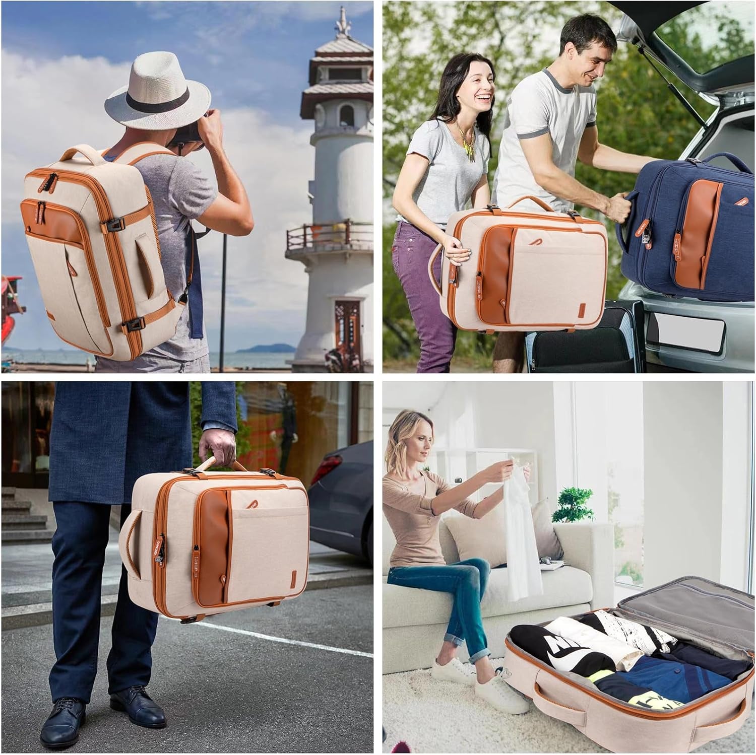 40L Expandable Carry on Travel Backpack with 4 Packing Cubes | Flight Approved, Fits 17 Inch Laptop, Water-Resistant, Suitcase Backpack, Business Weekender Luggage, Gift for Men & Women