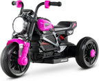 6V Kids Motorcycle with Forward & Reverse Switch, Headlight, Horn, Music, Story, USB Port, 3-Wheel Battery Powered Electric Ride on Toys for Toddler Boys Girls (Pink)