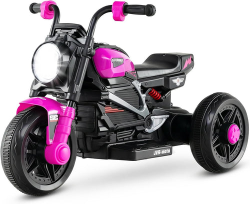 6V Kids Motorcycle with Forward & Reverse Switch, Headlight, Horn, Music, Story, USB Port, 3-Wheel Battery Powered Electric Ride on Toys for Toddler Boys Girls (Pink)