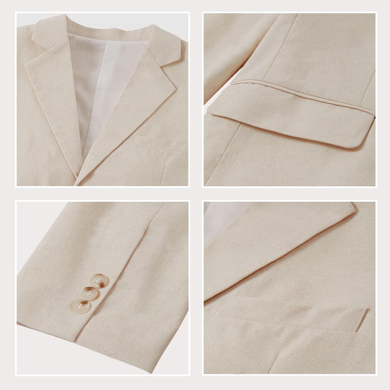Linen Boys Suit Beach Wedding Suit Summer Slim Fit 2 Pieces Kids Light Weight Linen Suit Jacket Vest Pant White
