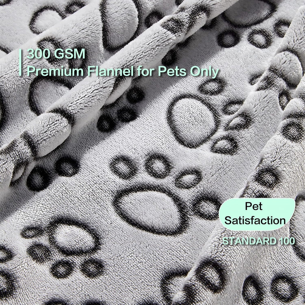 Premium Soft Dog Couch Blanket, with Flannel Cute Paw Print, 30 * 70 Inches, Cat Blanket Puppy Supplies Dog Products Stuff Essentials, Gray