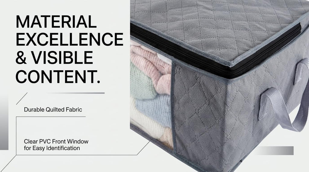 Storage Clothes Bins Closet Bags - 35L Containers Organizer Boxes Clothing Bin Organization for Organizing Blanket Pillow Sheet Sweater, Foldable Bedroom Small Storage Totes with Lids Zipper, 6Pc Pack