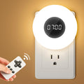【2 Pack】 Bathroom Clock,10 Levels Dimmable+3 Light Colors+Remote Shower Clock+Bathroom Shower Timer, 90 Lumen Shower Lights, Aora Night Light, Small Clock Plug in Timer, Dimmable Night Light