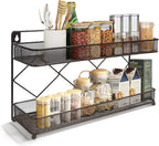 2 Tier Metal Kitchen Counter-Top or Wall Mount Spice Rack, Jars Storage Organizer, Cabinet Holder, Spice Seasoning Organizer for Partry (Bronze)
