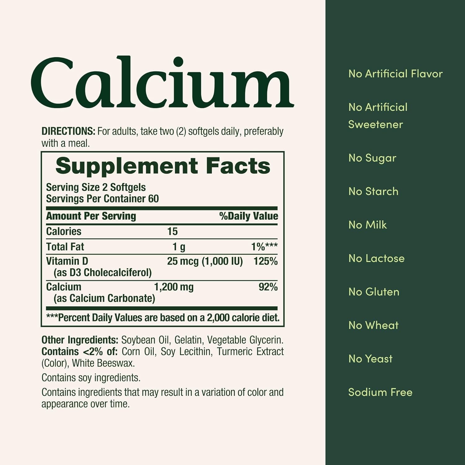 Calcium 1200 Mg with 1000 IU Vitamin D3 - Bone Health Softgels, Calcium and Vitamin D Supplement, Gluten Free, 2 Softgels per Day, 120 Ct (Pack of 1)