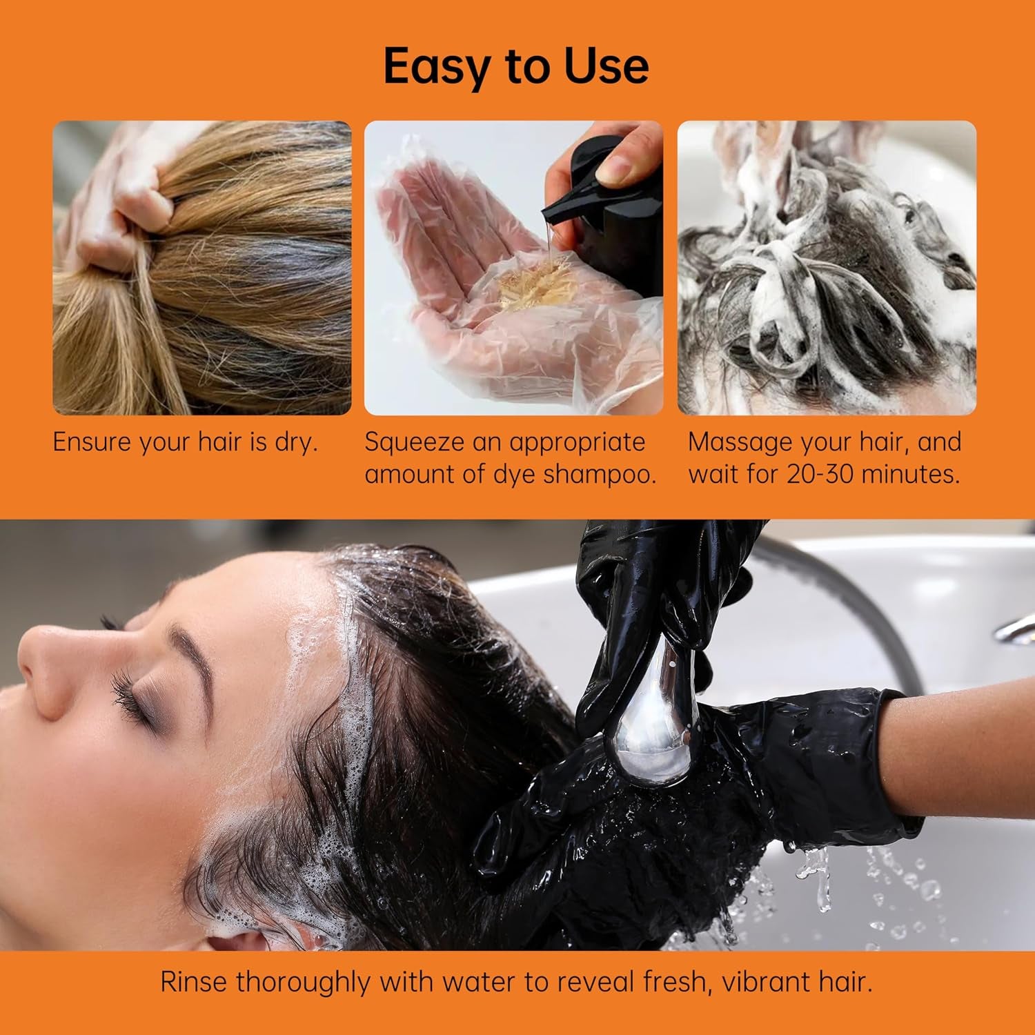 Hair Dye Shampoo for Gray Hair-Chestnut Brown Hair Color Shampoo,4 in 1 Easy to Use Natural&Long Lasting Looking Ammonia Free