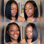 Straight Short Bob Wig - Black Women'S 13Inch U Shape Wig with Breathable Human Hair