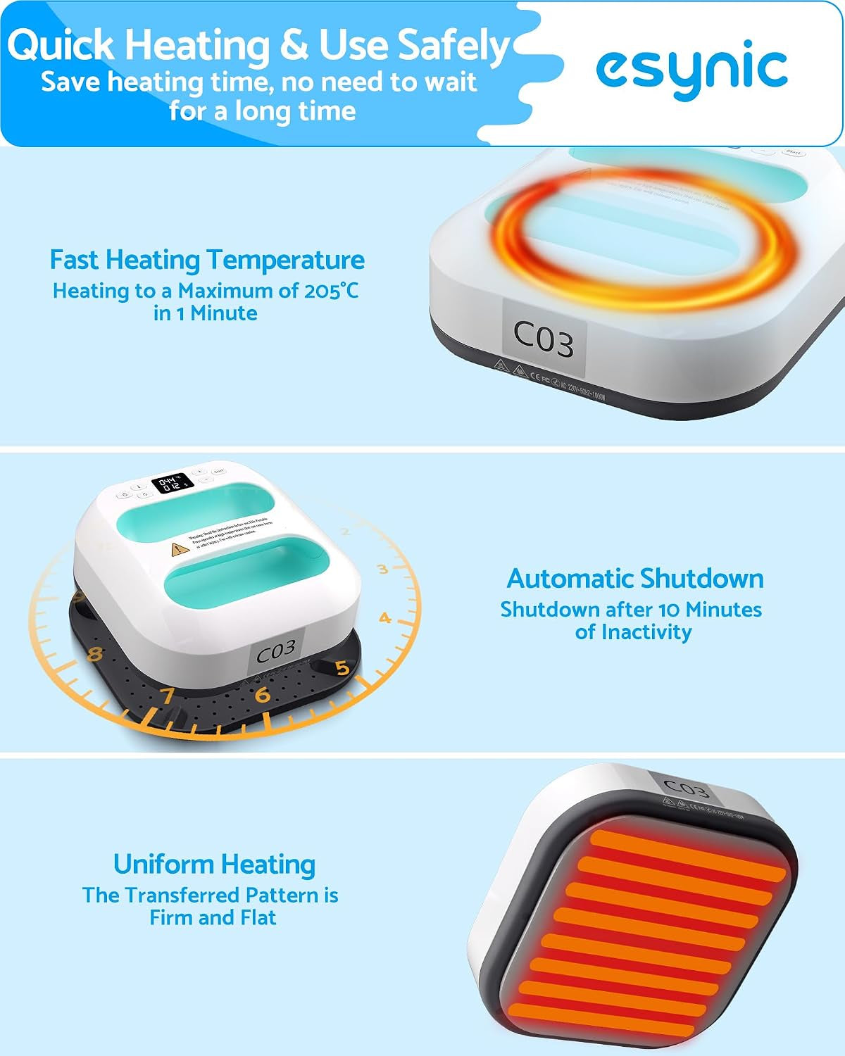Portable Handheld Heat Press Machine 9X9 Inch-Digital T-Shirt Press with Ceramic Heating Plate & LED Screen Timer-110V/900W Plancha Para Sublimacion for DIY Crafts/T-Shirts/Tote Bags