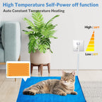Pet Heating Pad,Cat Heating Pad Indoor Waterproof,Auto Constant Temperature, Chew Resistant Steel Cord (Blue, S-12" X 16")