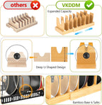 Pots and Pans Organizer for under Cabinet - Expandable Bamboo Pot Lid Organizer, Pan Organizers inside Cabinet, Drawer Pot Lid Holder Rack for Kitchen Organization and Storage