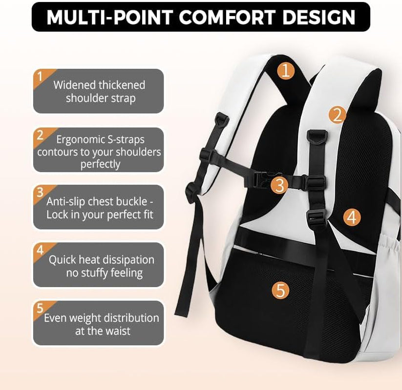 Laptop Backpack Large Cool Aesthetic Waterproof Hiking Travel Backpacks Multiple Pockets Book Bag for College Women Men (Black)
