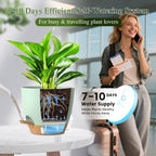 Self Watering Pots with Drainage Holes, 2 Pack 8 Inch Plant Pots with Water Level Indicator Deep Reservoir, Large Plastic Planter for Indoor Outdoor Plants - Green Brown