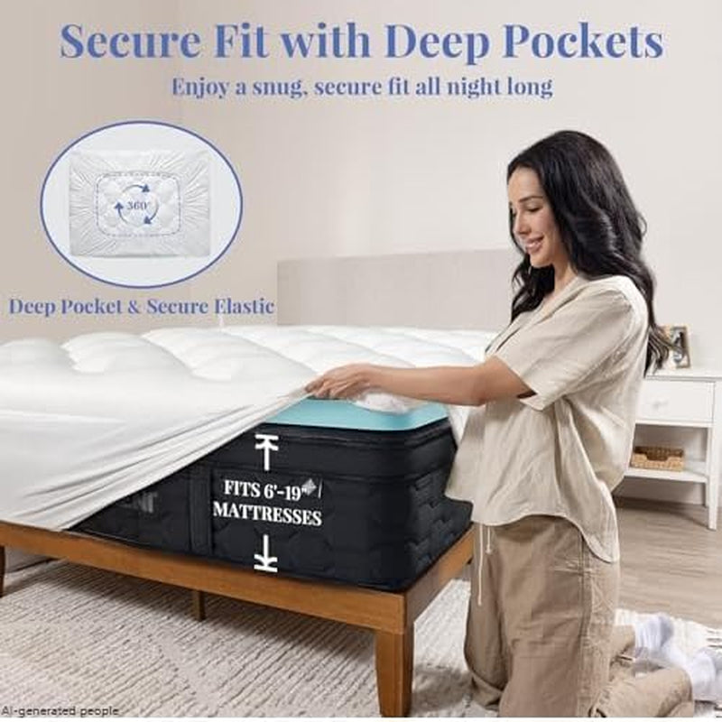 Memory Foam Mattress Topper Full | 4 Inch Cooling Dual Layer Mattress Topper, 2 Inch Gel Memory Foam, 2 Inch Soft Pillow Top Pad, Bedroom Essentials Mattresses Cover,With 1000 Pcs Air Holes