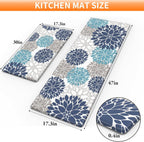 Kitchen Mats, 2PCS Kitchen Rugs, Cushioned anti Fatigue Kitchen Mats for Floor, Kitchen Accessories Non-Slip Waterproof Kitchen Rug Set for Sink, Kitchen, Laundry, 17.3"×30"+17.3"×47"