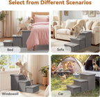 Wider Dog Ramp for High Bed with Storage, Foldable Dog Stairs | 18" H Dog Step for Small Medium Large Older Senior Animal, for Climbing Bed or Couch, Arthritis-Friendly (Gray, No Condo)