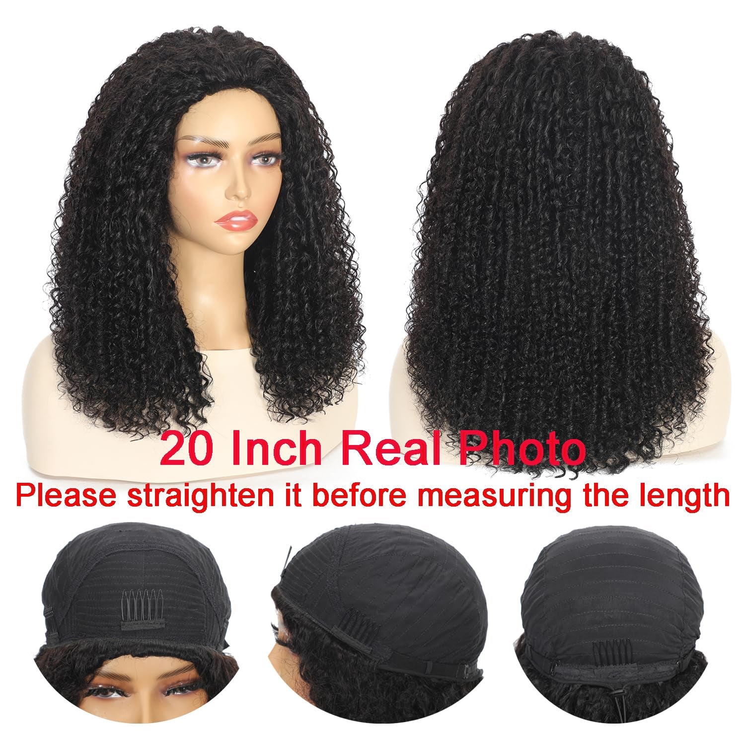 Half Wig Human Hair 3 in 1 Special Curly Half Wigs for Black Women 200% Density Wear and Go Glueless Wig Drawstring Ponytail Seamless Flip over No Lace Headband Wig Beginner Friendly 20 Inch