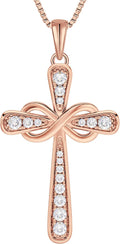 925 Sterling Silver Cross Necklace for Women Halo Infinity Pendant Cubic Zirconia Jewelry for Mom