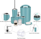 Bathroom Accessories Set,Blue Bathroom Set,9 Pieces Bathroom Accessory Set,Tray,Qtip Holders,Toilet Brush,Trash Can for Bathroom Décor and Home Gifts