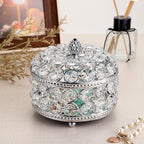 Crystal Mirrored Jewelry Box - Jewelry Trinket Organizer Treasure Box Home Decor Ring Earrings Necklace Storage Holder Chest Keepsake Box,Birthday Christmas Gift for Women, Large