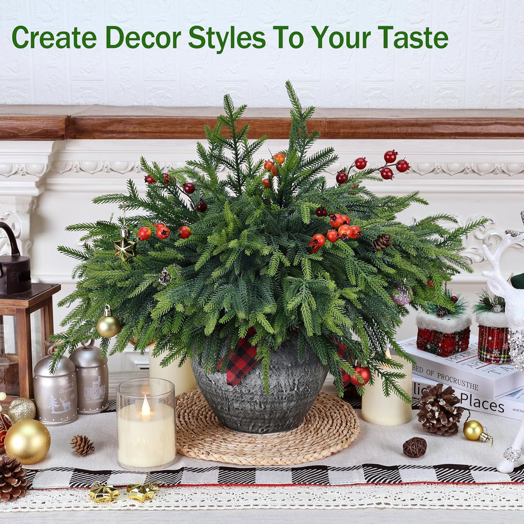 36 Pcs Christmas Greenery Pines Branch Pine Branches Artificial Green Pine Stem - Real Touch for Vase DIY Crafts Flower Arrangement Home Indoor Christmas Decor(18 Inch)