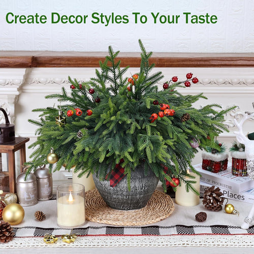36 Pcs Christmas Greenery Pines Branch Pine Branches Artificial Green Pine Stem - Real Touch for Vase DIY Crafts Flower Arrangement Home Indoor Christmas Decor(18 Inch)